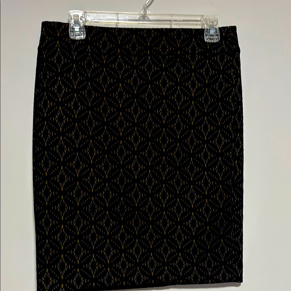 Ann Taylor Loft Black Patterned Skirt.